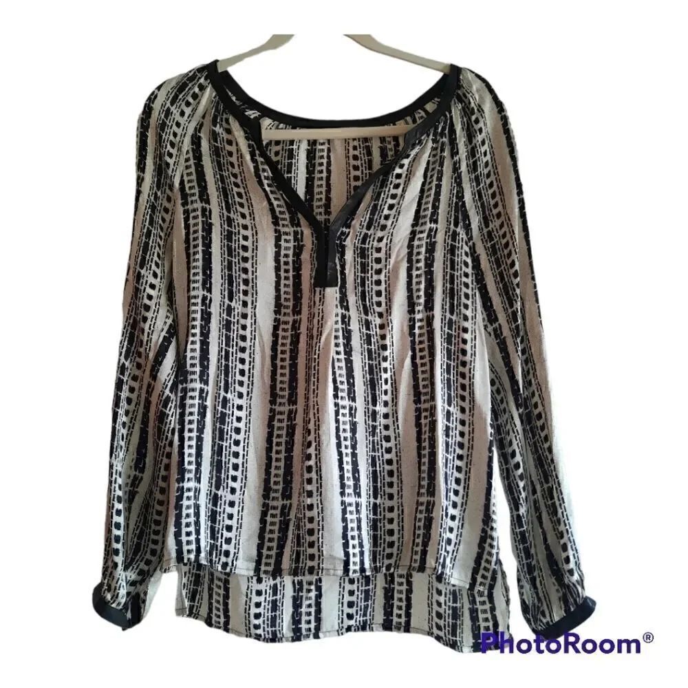 12th Street Cynthia Vincent Silk Leather Blouse